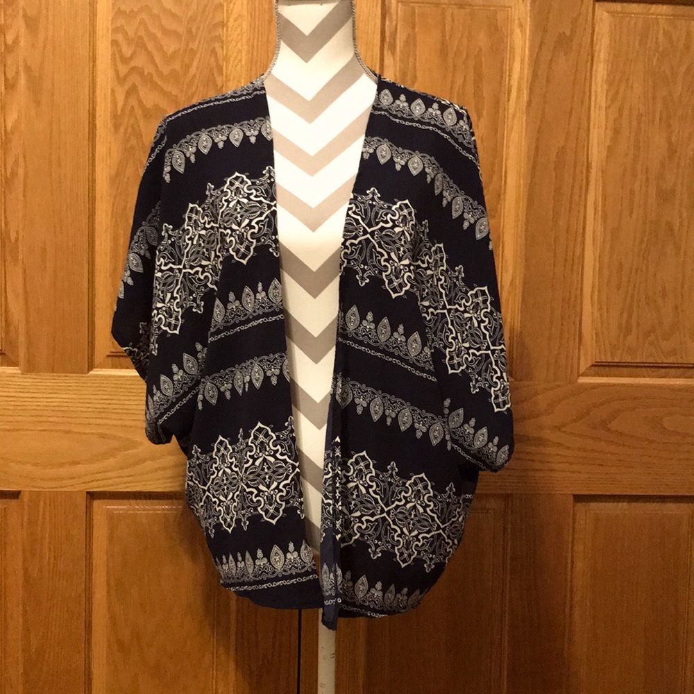 Blue and White Shrug
